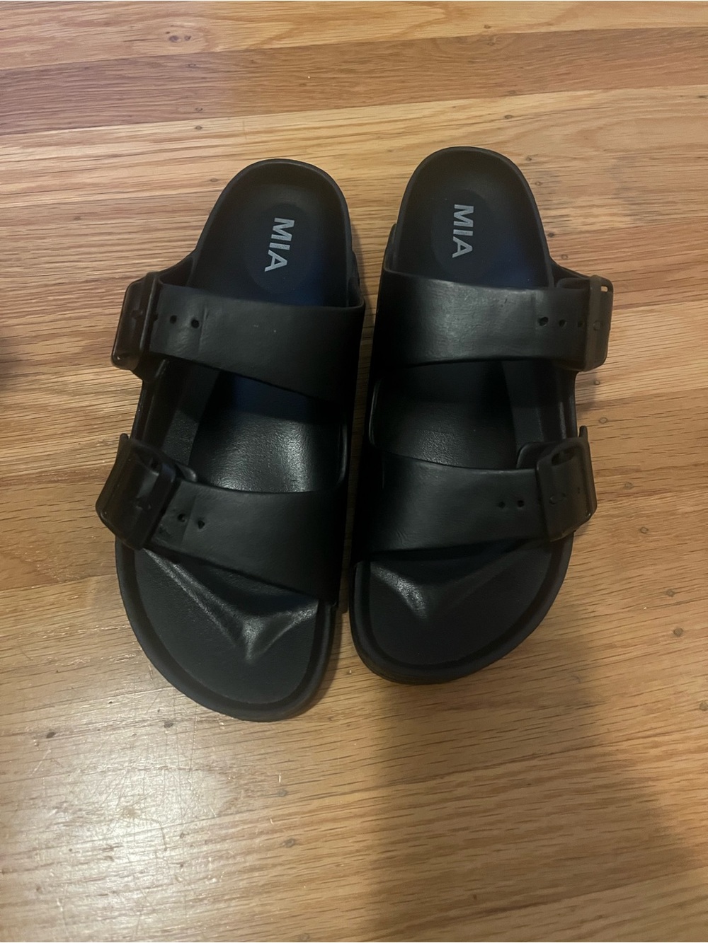MIA Black Double-Strap Buckle Slides